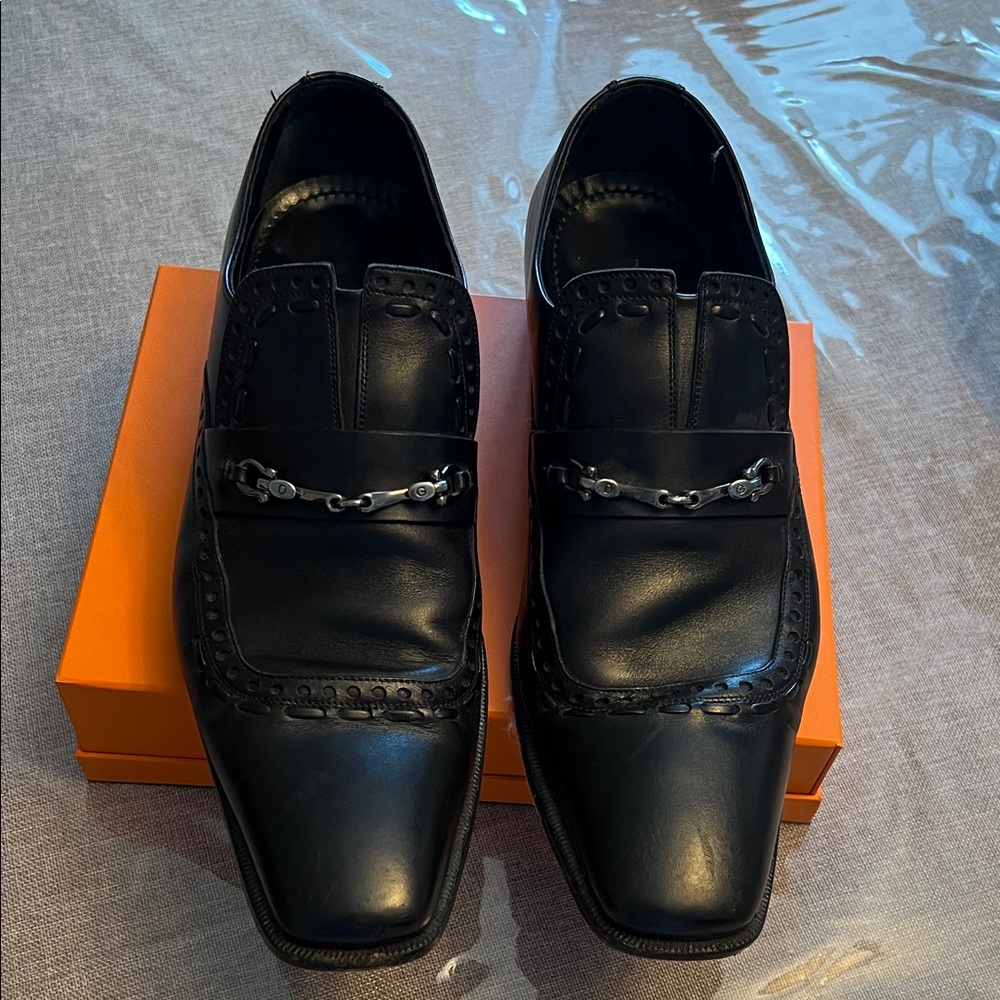 Dolce & Gabbana Black Leather Bit Slip-On Loafers
